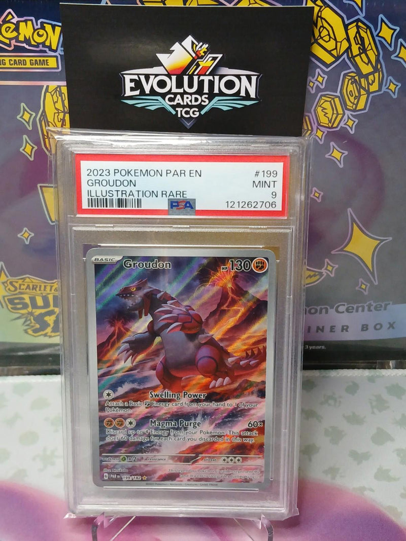 Load image into Gallery viewer, Pokemon TCG Groudon 199/182 PSA 9 Scarlet &amp; Violet Paradox Rift
