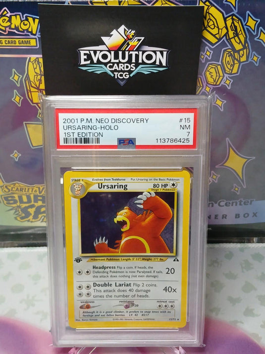 Pokemon TCG Ursaring 34/75 Holo PSA 7 1st Edition - 2001 Neo Discovery NM
