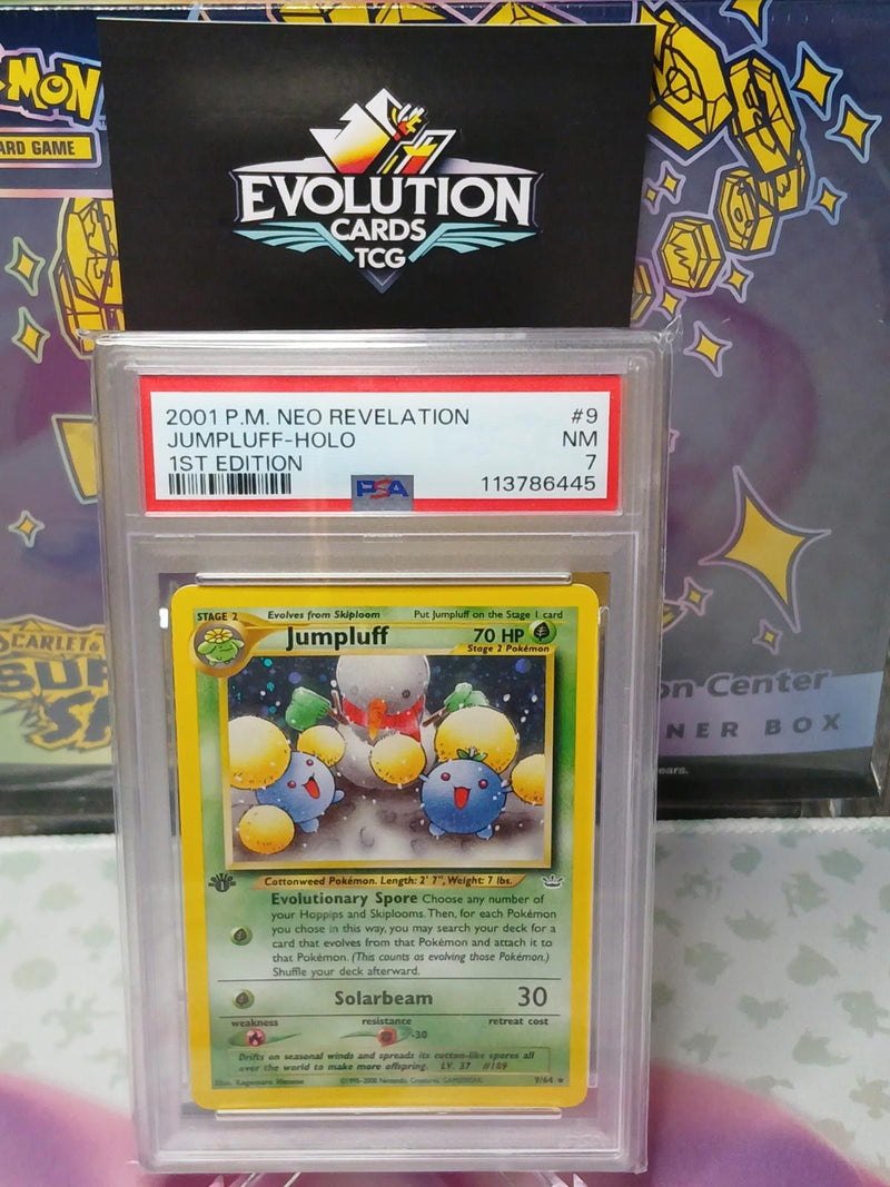 Load image into Gallery viewer, Pokemon TCG 2001 NEO REVELATION 1ST EDITION JUMPLUFF-HOLO PSA 7 NM
