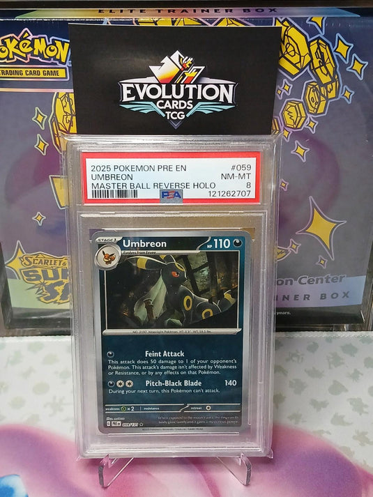 Pokemon TCG Umbreon Masterball Prismatic Evolutions English Card 059/131 PSA 8