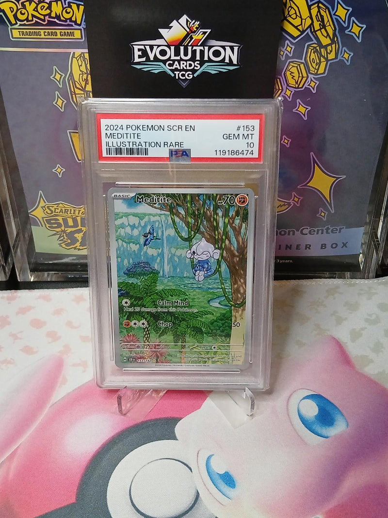 Load image into Gallery viewer, Pokemo TCG Meditite 153/142 - Stellar Crown - PSA 10 Gem Mint
