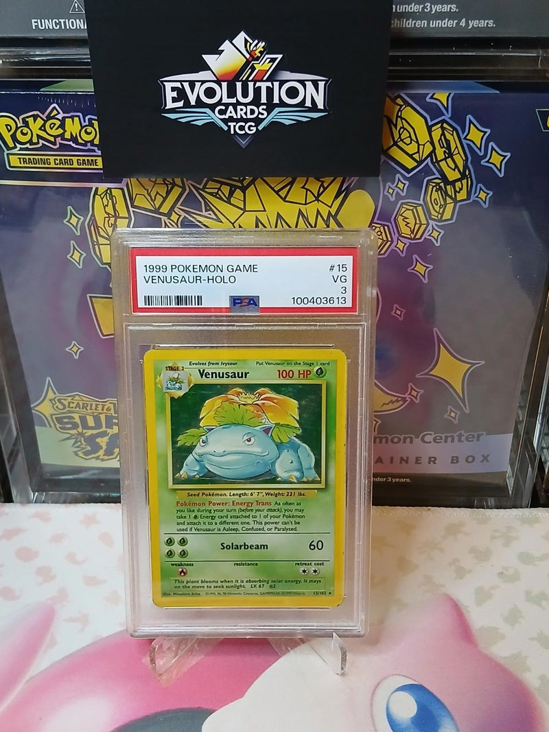 Load image into Gallery viewer, POKEMON TCG- 1999 BASE SET UNLIMITED #15 VENUSAUR-HOLO PSA 3
