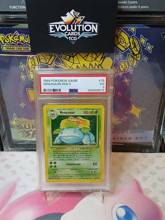 POKEMON TCG- 1999 BASE SET UNLIMITED #15 VENUSAUR-HOLO PSA 3