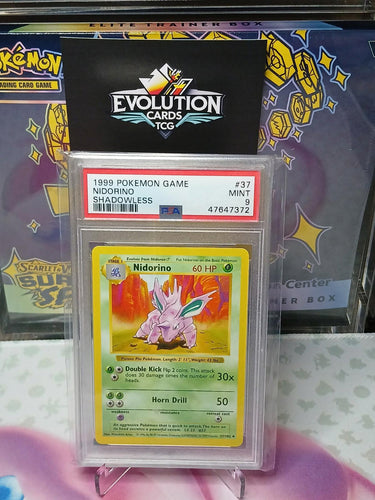 Pokemon TCG 1999 NIDORINO SHADOWLESS PSA 9 #37 37/102 MINT GENUINE
