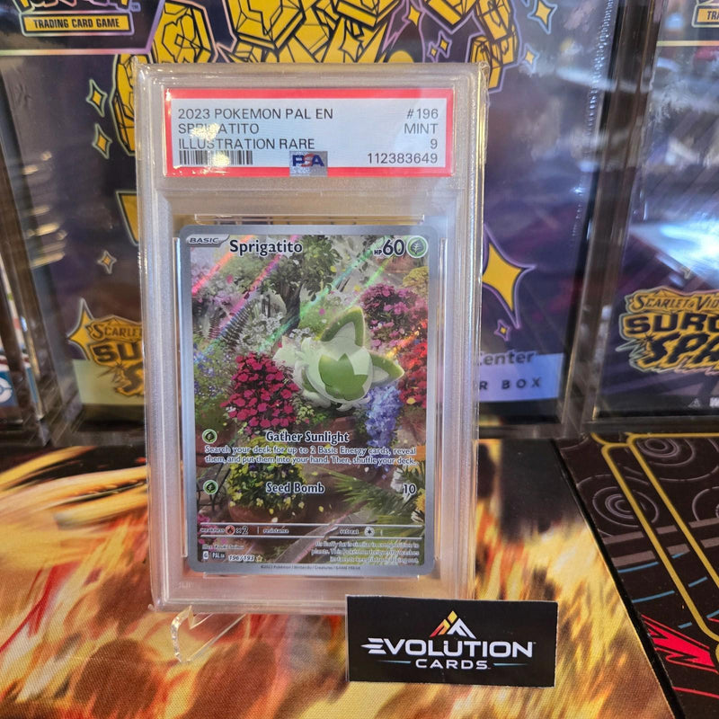 Load image into Gallery viewer, Pokemon TCG- Sprigatito 196/193 Paldea Evolved Illustration Rare PSA 9
