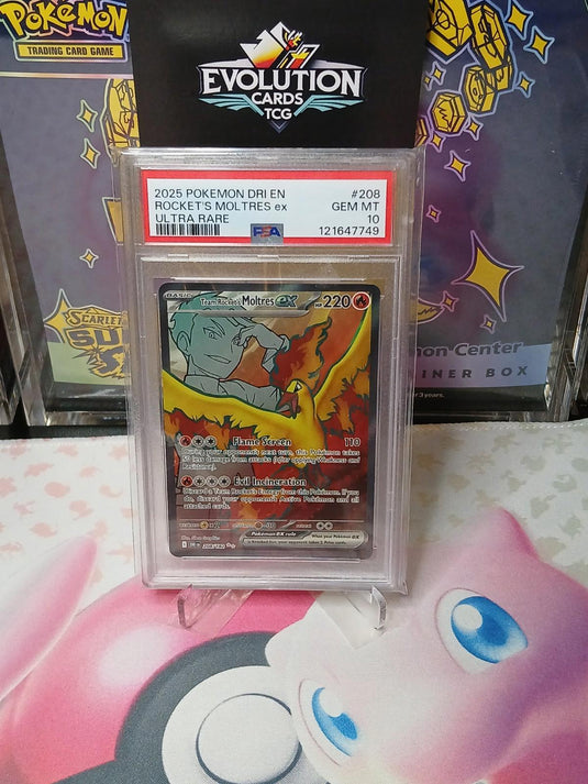 Pokemon TCG Team Rocket's Moltres EX 208/182 Destined Rivals UR Full Art PSA 10
