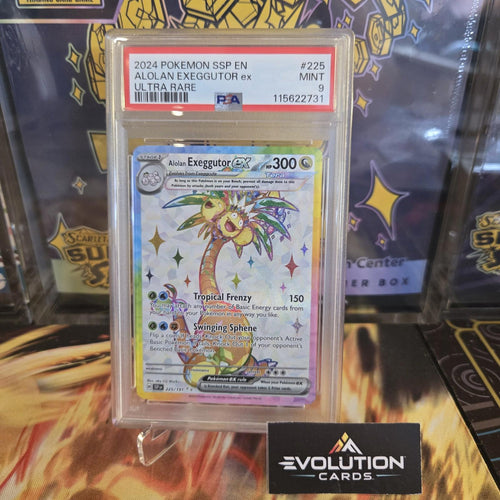 Pokemon card TCG: Alolan Exeggutor EX 225 Surging Sparks Ultra Rare PSA 9 MINT