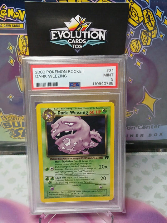 Pokemon Dark Weezing Card PSA 9 Team Rocket Vintage 2000 (Non-holo)