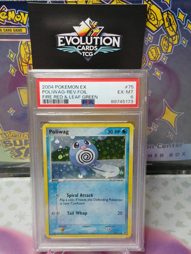Pokemon TCG Poliwag (75/112) EX Fire Red & Leaf Green Reverse Holo Rare PSA 6