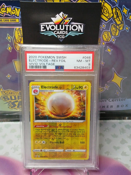 Pokemon TCG 2020 Vivid Voltage Electrode Reverse Holo #046 HOLO RARE PSA 8 NM-MT