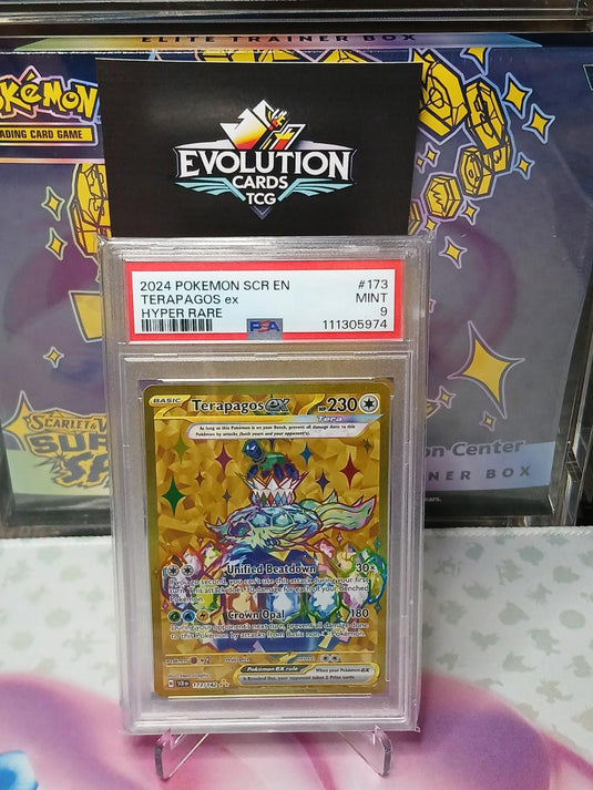 Pokemon TCG Terapagos ex 173/142 Stellar Crown Hyper Rare Gold Holo - PSA 9 MINT