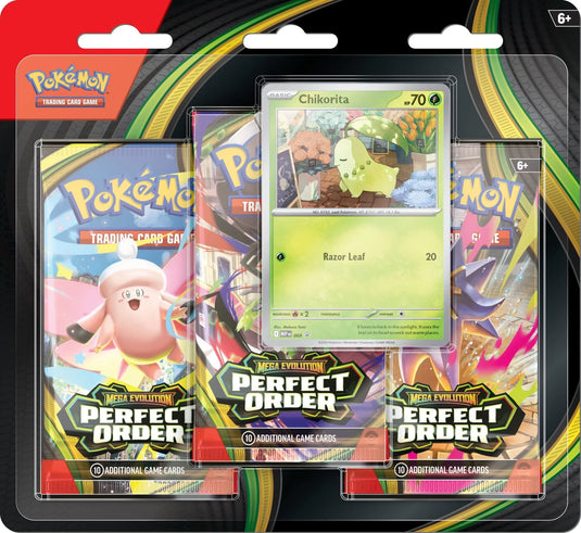 Pokemon - Mega Evolution - Perfect Order - 3-Pack Blister - Chikorita (Pre-Order)