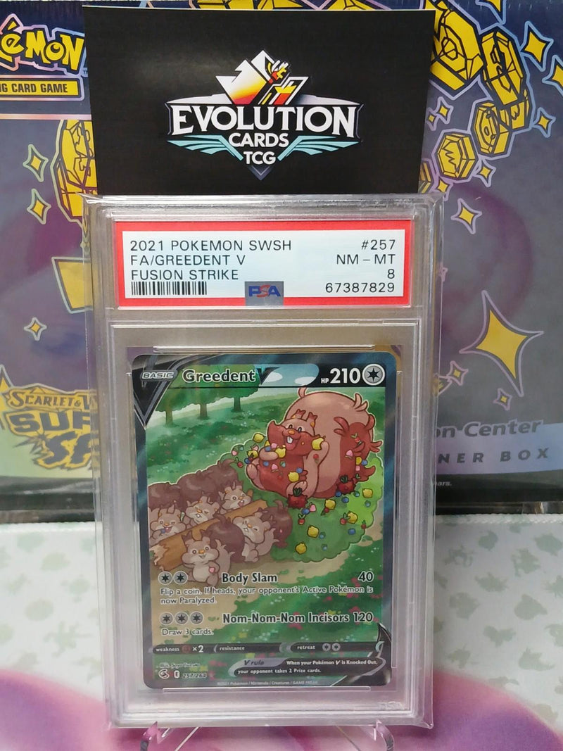Load image into Gallery viewer, Pokemon TCG Greedent V (Alt Art) PSA 9 MINT - 2022 Fusion Strike 257/264
