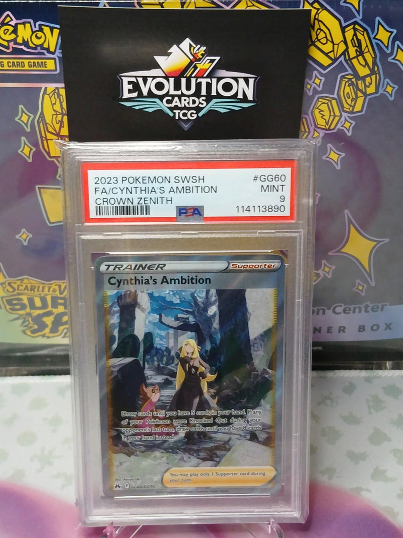 Load image into Gallery viewer, Pokemon TCG Cynthia&#39;s Ambition Gg60/Gg70 Crown Zenith Holo psa 9
